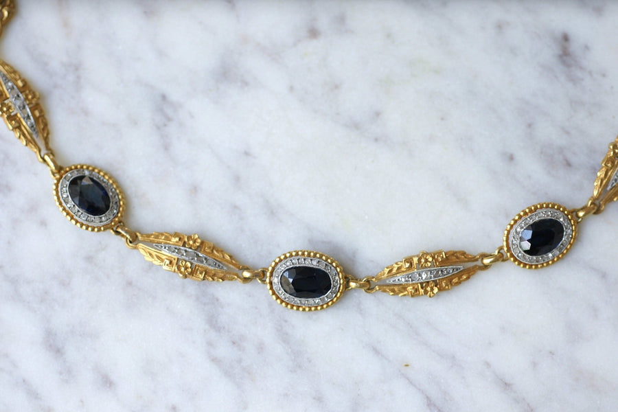 Sapphires and Diamonds on Gold Garland Bracelet - Penelope Gallery