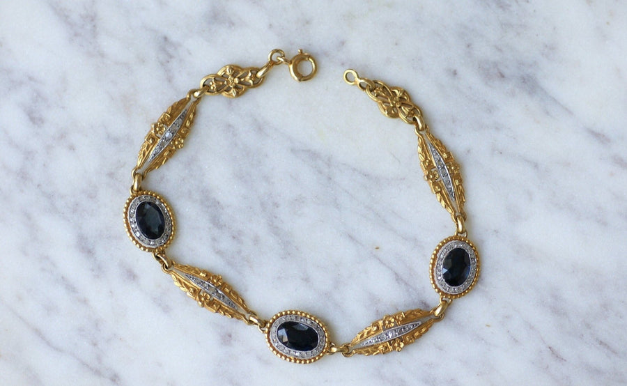 Sapphires and Diamonds on Gold Garland Bracelet - Penelope Gallery