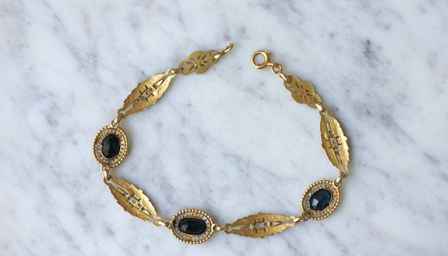 Sapphires and Diamonds on Gold Garland Bracelet - Penelope Gallery
