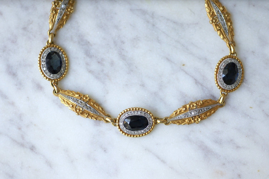 Sapphires and Diamonds on Gold Garland Bracelet - Penelope Gallery