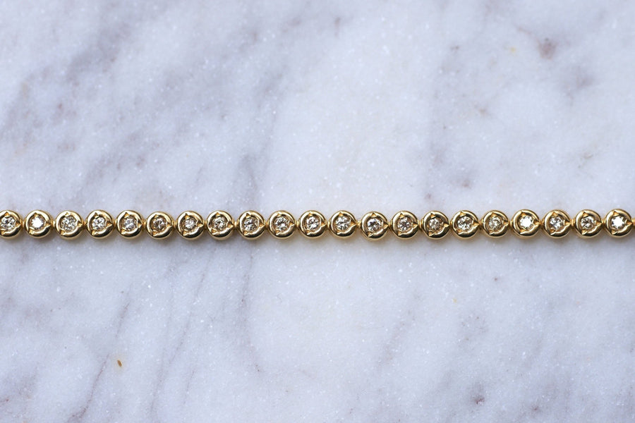 Vintage line bracelet in yellow gold and diamonds, 1.10Cts - Galerie Pénélope