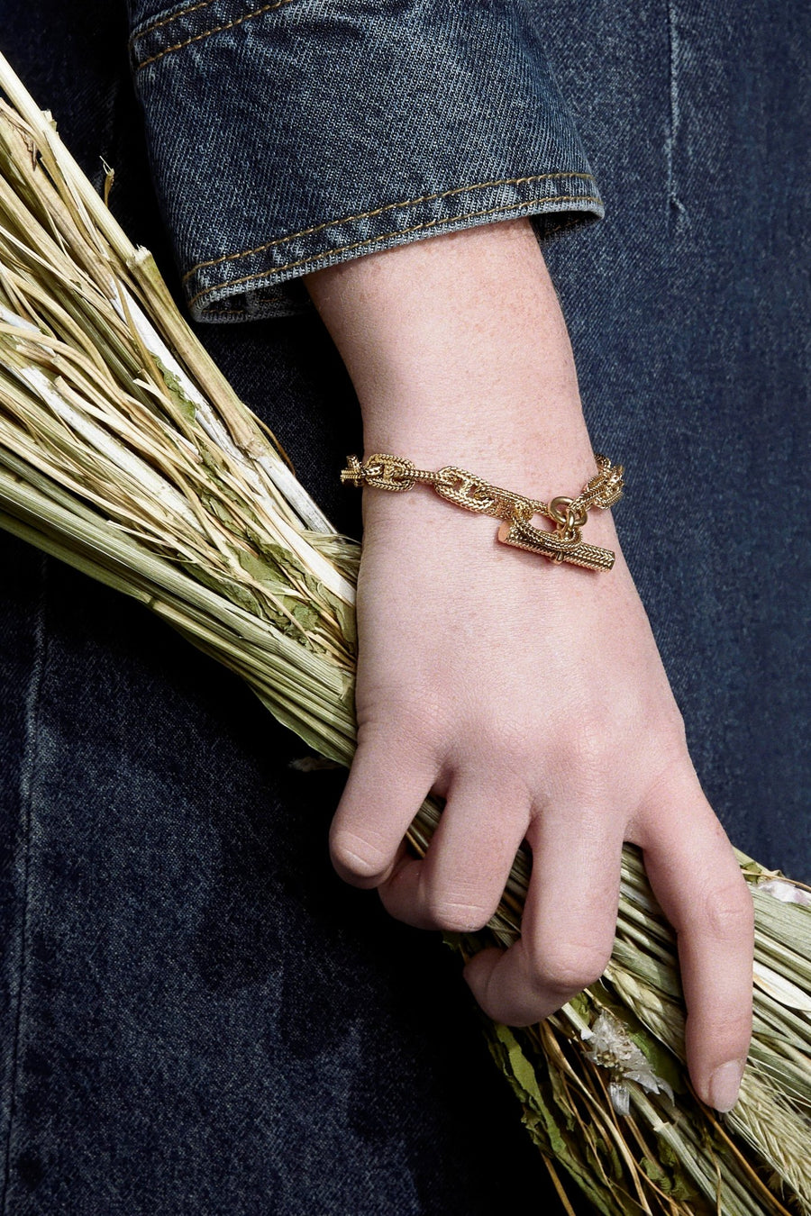 Gold bracelet Hermès anchor chain by Georges Lenfant - Galerie Pénélope