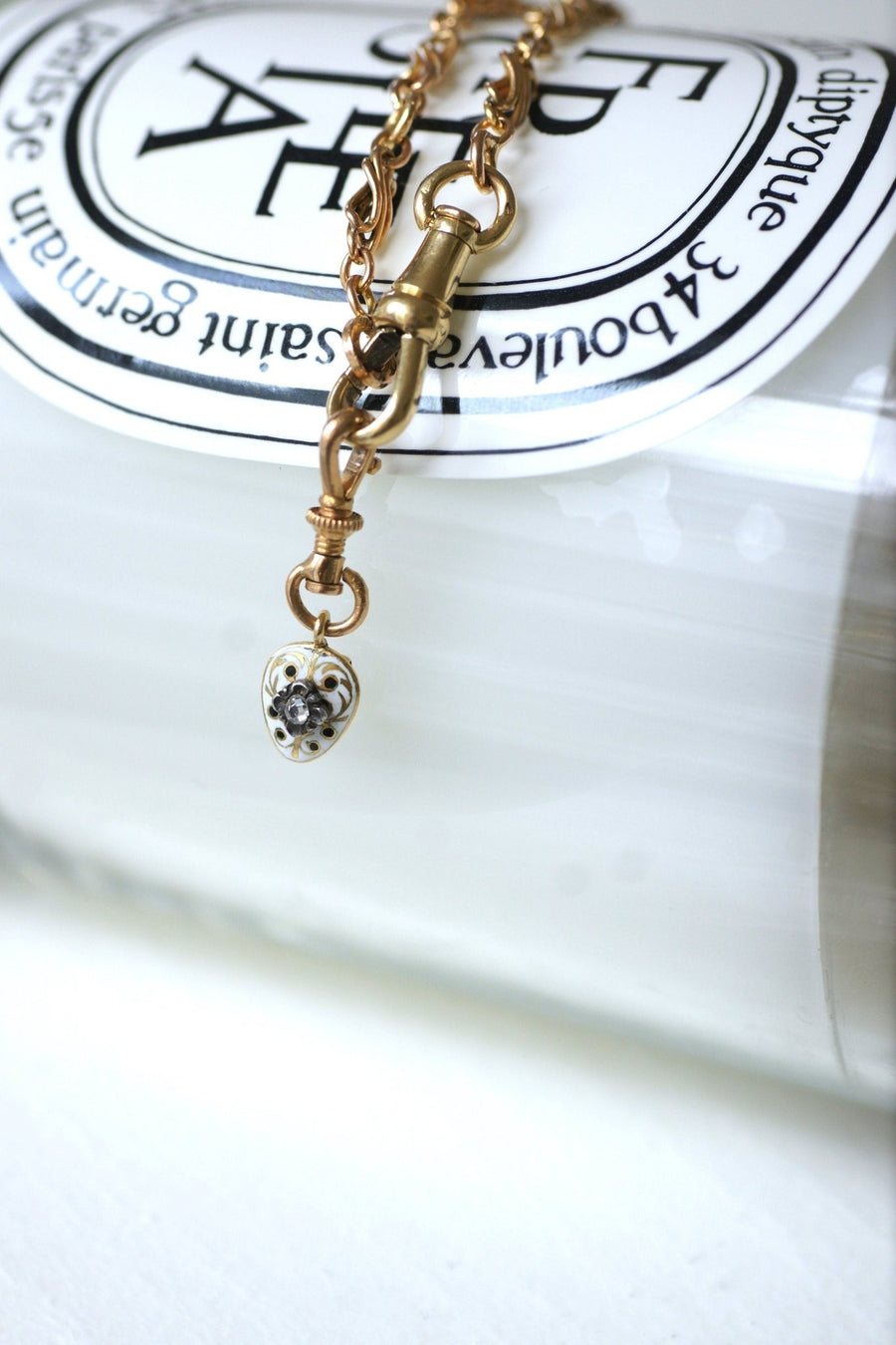 Antique heart charm, gold, enamel and diamond - Penelope Gallery