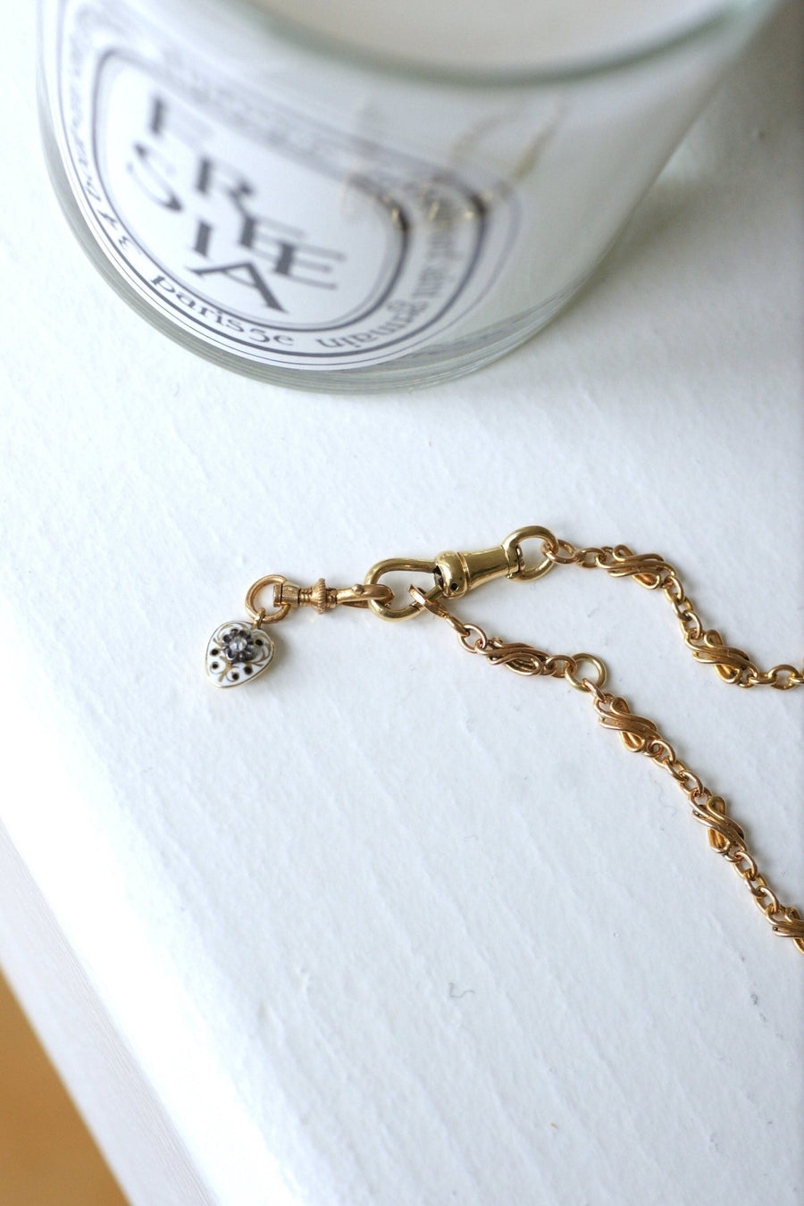 Antique heart charm, gold, enamel and diamond - Penelope Gallery