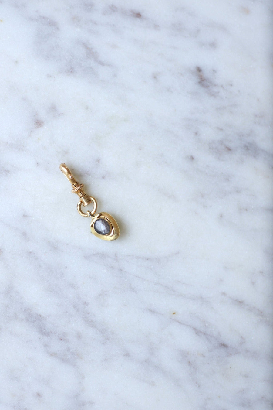 Antique heart charm, gold, enamel and diamond - Penelope Gallery