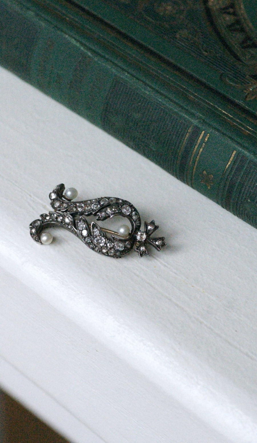 Antique diamond and pearl brooch - Galerie Pénélope