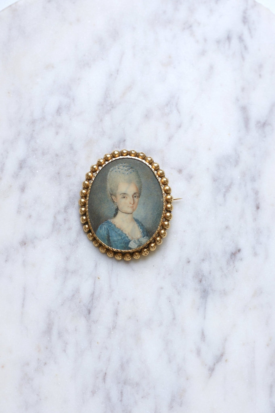 Antique gold brooch and miniature portrait - Penelope Gallery