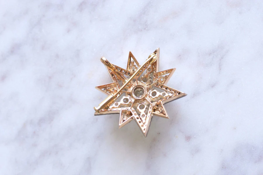 Gold, silver and diamond Victorian Star Brooch and Pendant - Galerie Pénélope