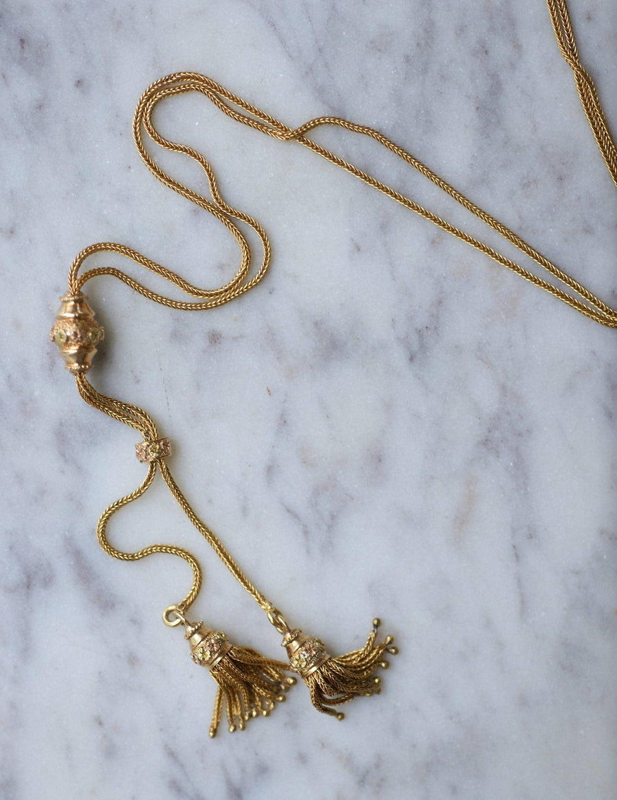 Antique chain, yellow gold negligee and tassels - Penelope Gallery