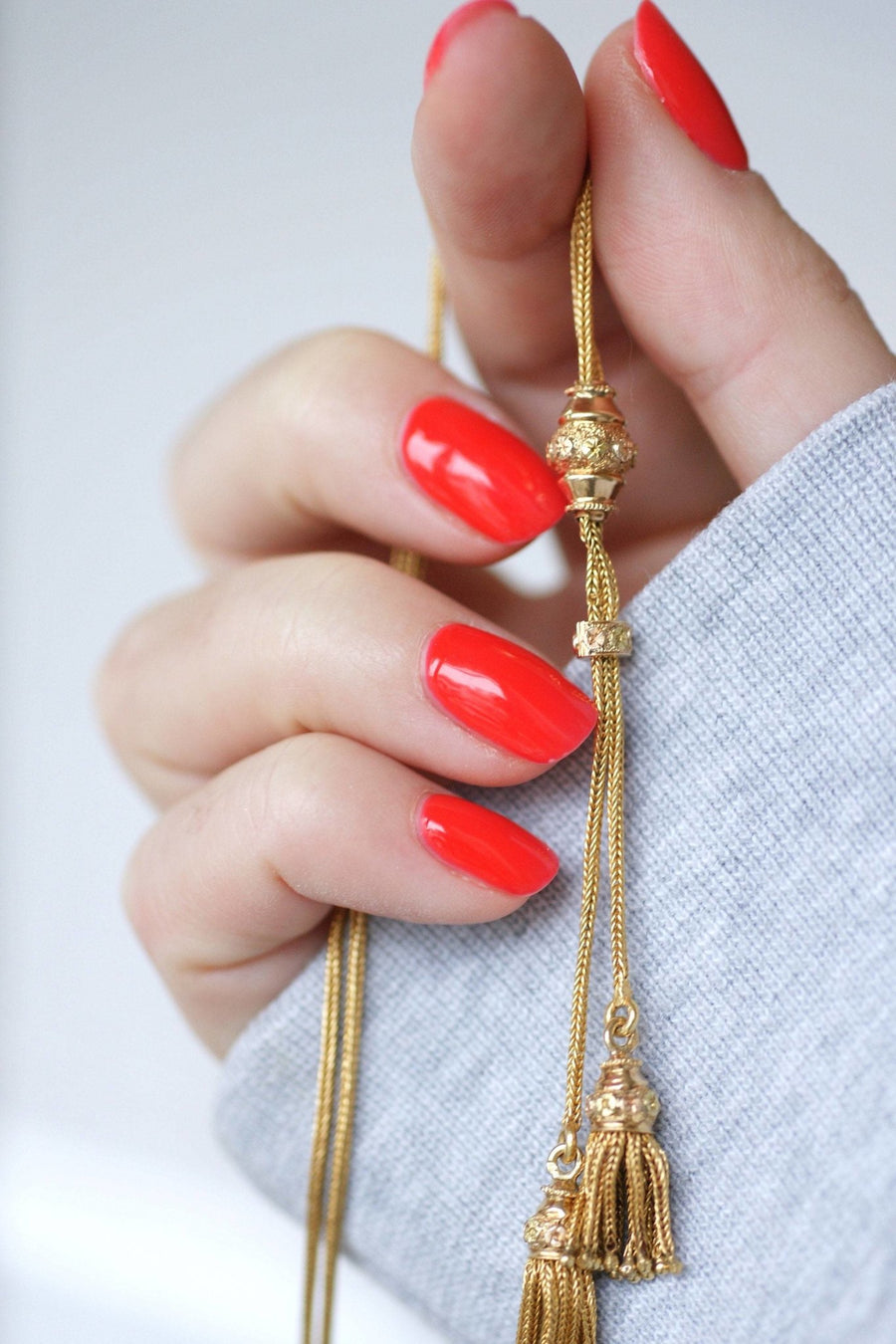 Antique chain, yellow gold negligee and tassels - Penelope Gallery