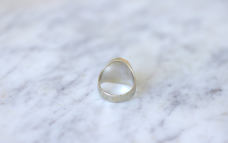 Vintage A.AUGIS white gold diamond signet ring - Penelope Gallery