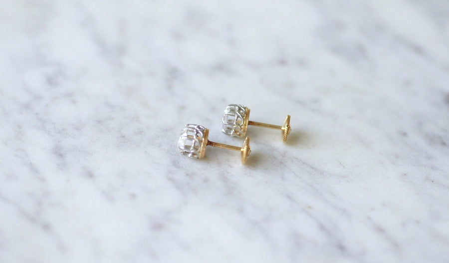 Crowned rose diamond studs 1.15 Ct - Penelope Gallery