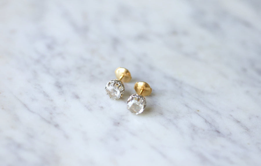 Crowned rose diamond studs 1.15 Ct - Penelope Gallery