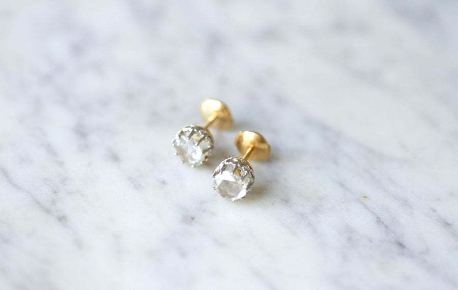 Crowned rose diamond studs 1.15 Ct - Penelope Gallery