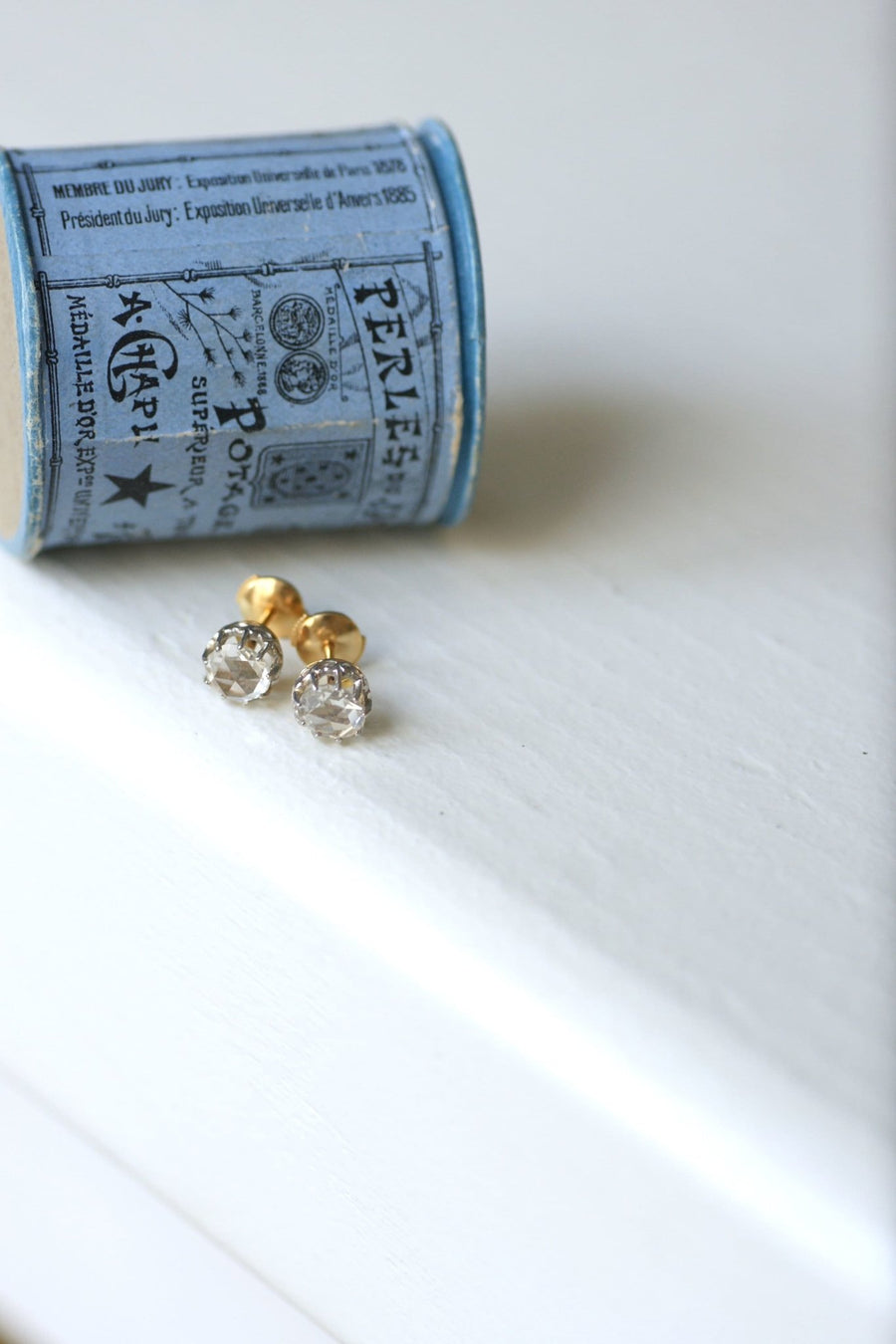 Crowned rose diamond studs 1.15 Ct - Penelope Gallery