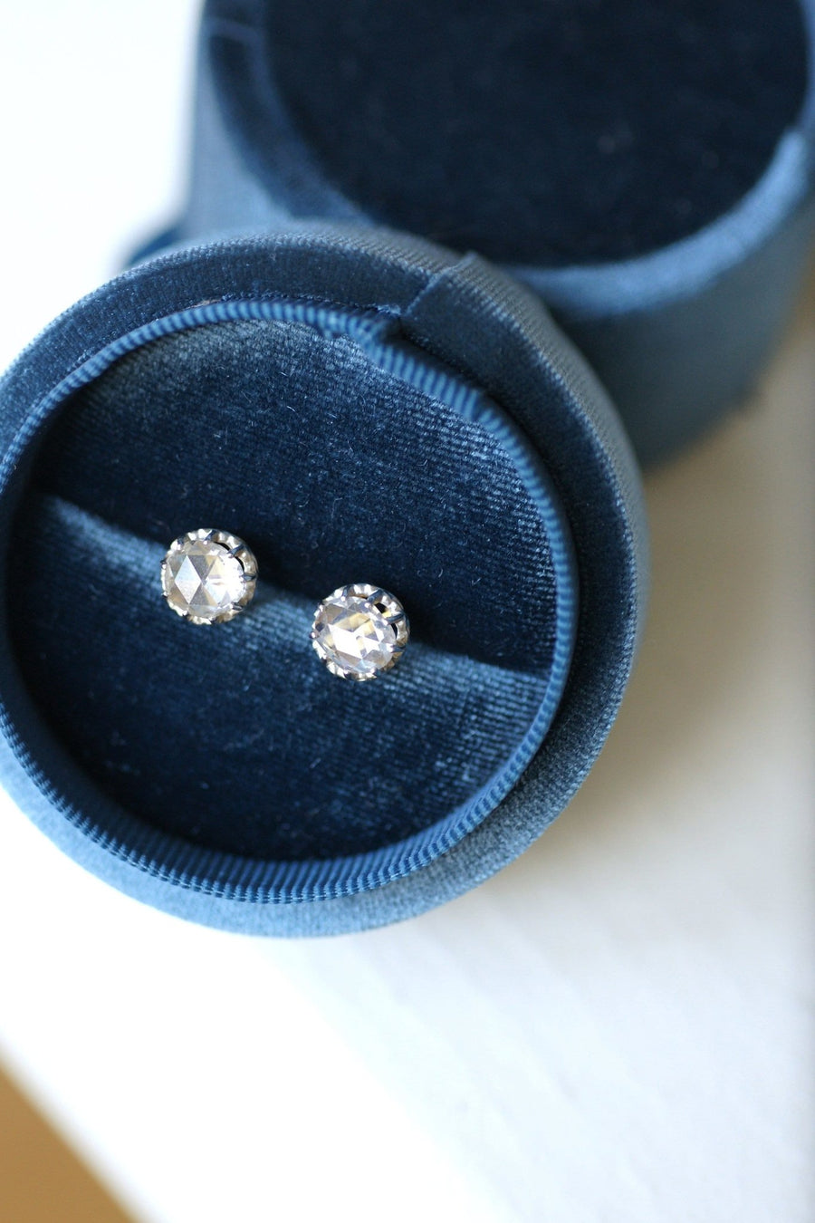 Crowned rose diamond studs 1.15 Ct - Penelope Gallery