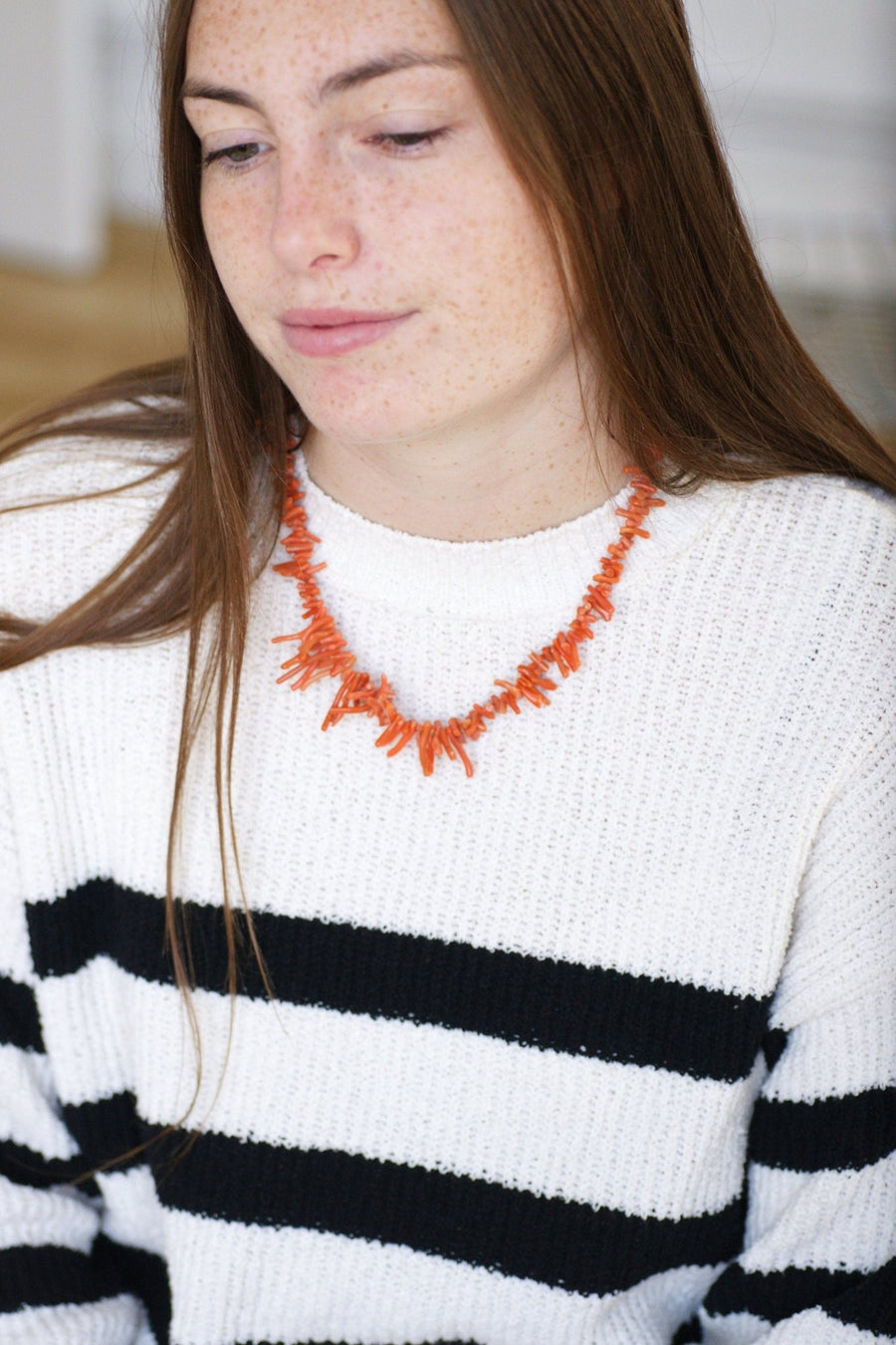 Coral branch necklace with rose gold clasp - Penelope Gallery