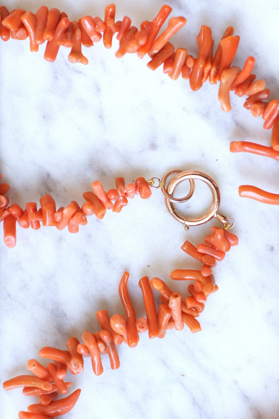 Coral branch necklace with rose gold clasp - Penelope Gallery