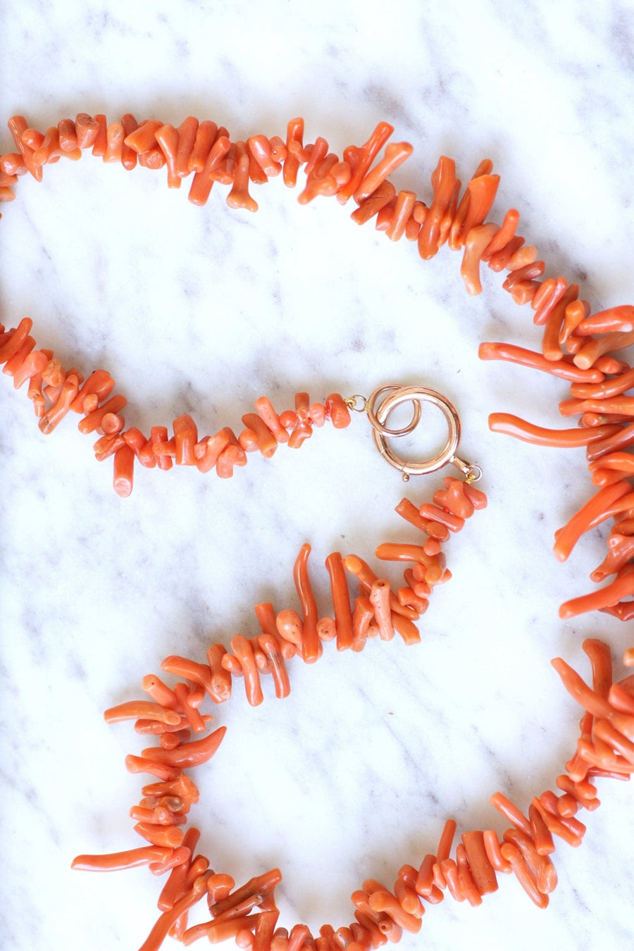 Coral branch necklace with rose gold clasp - Penelope Gallery