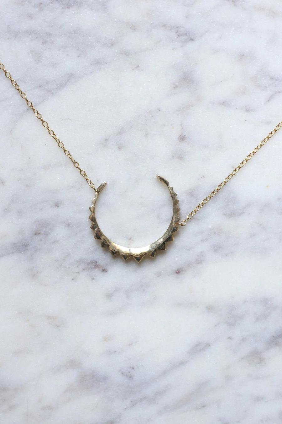 Antique gold and pearl crescent moon necklace - Penelope Gallery