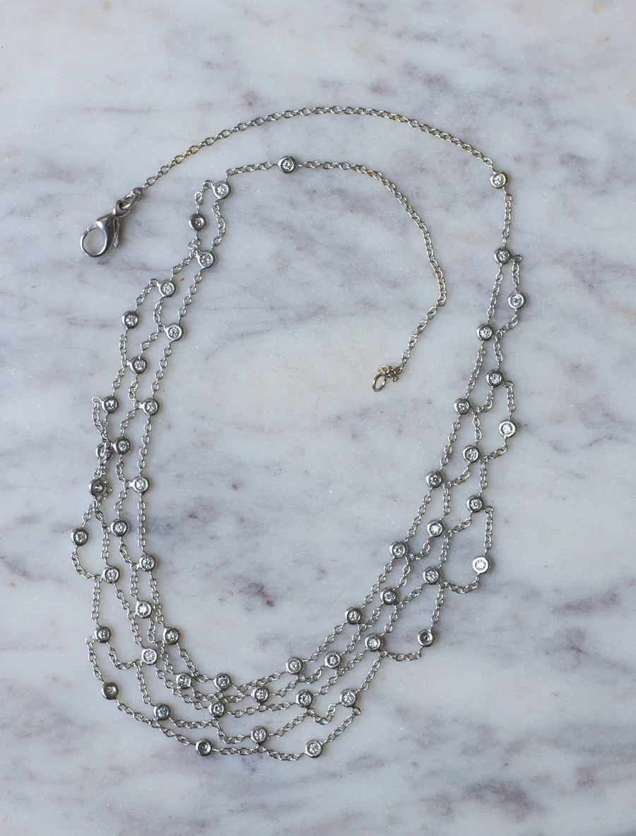 White gold and diamond drapery necklace - Galerie Pénélope