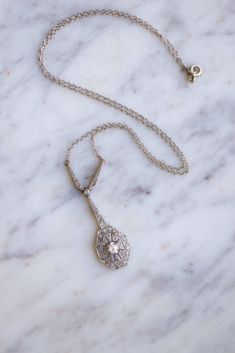 Art Deco diamond drop necklace - Penelope Gallery