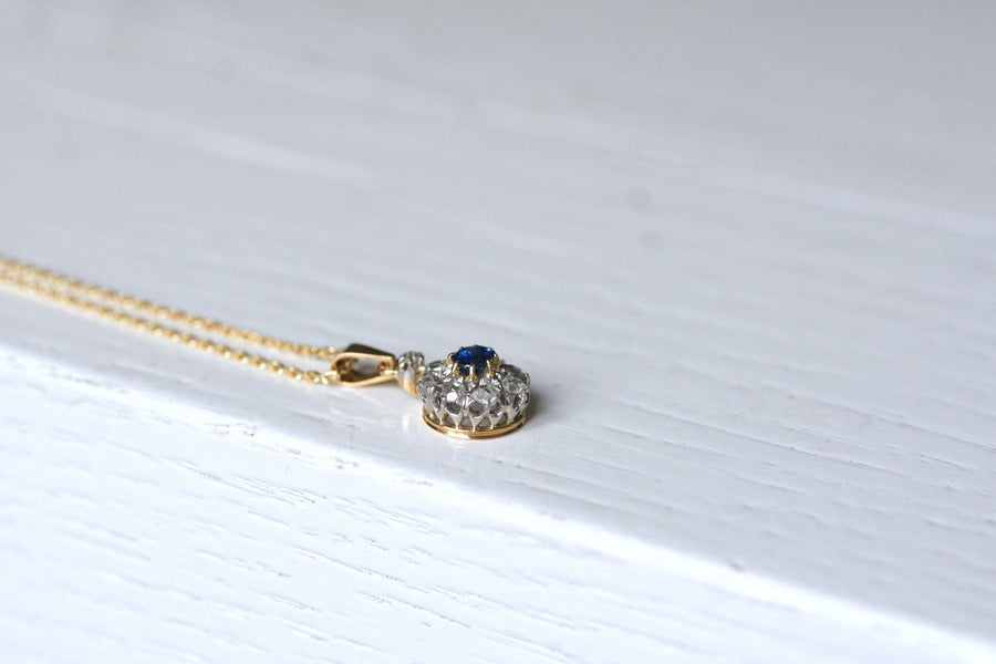 Antique sapphire and diamond daisy necklace - Penelope Gallery