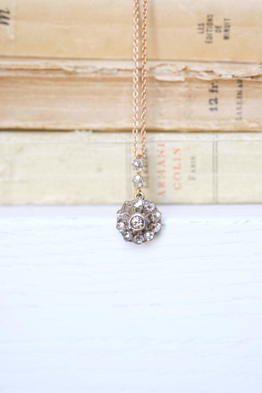 Victorian gold and diamonds daisy necklace - Galerie Pénélope