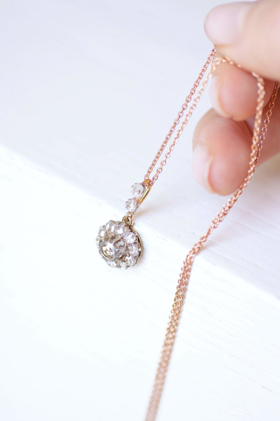 Victorian gold and diamonds daisy necklace - Galerie Pénélope