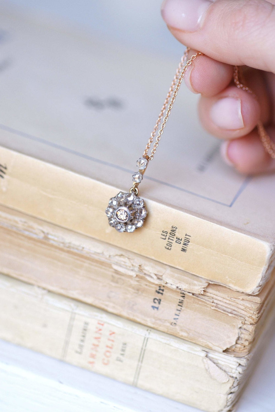 Victorian gold and diamonds daisy necklace - Galerie Pénélope