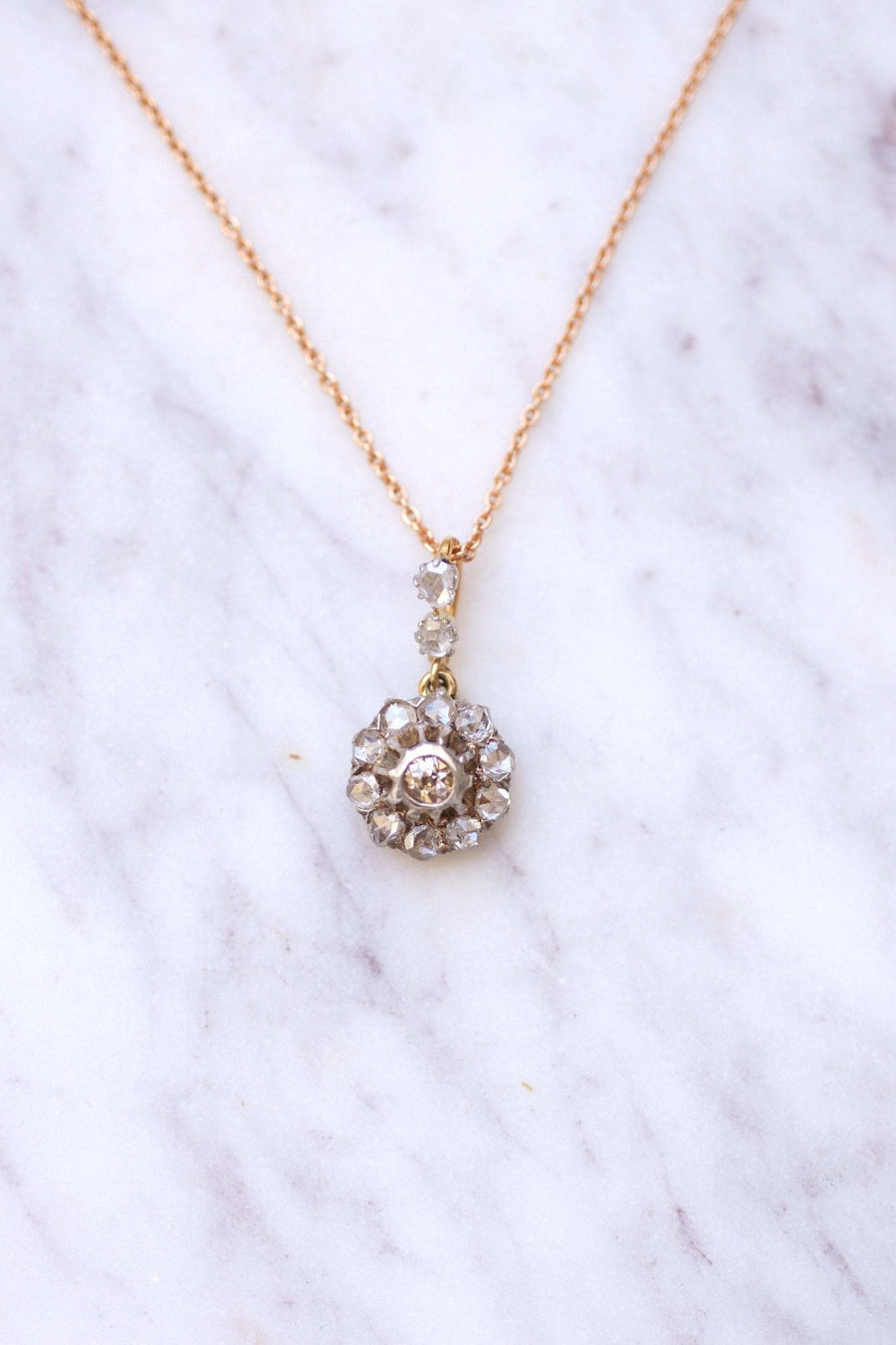 Victorian gold and diamonds daisy necklace - Galerie Pénélope