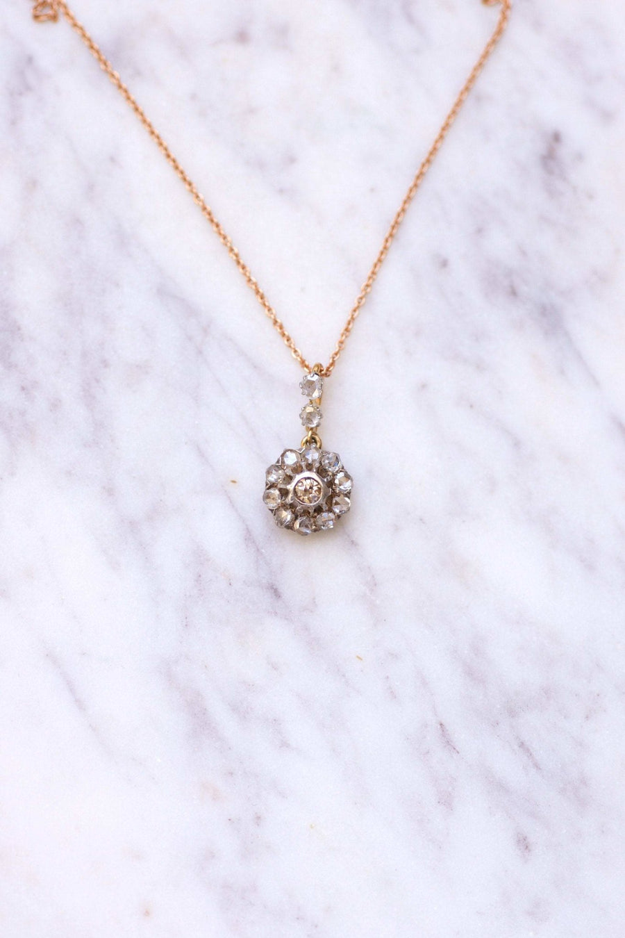 Victorian gold and diamonds daisy necklace - Galerie Pénélope