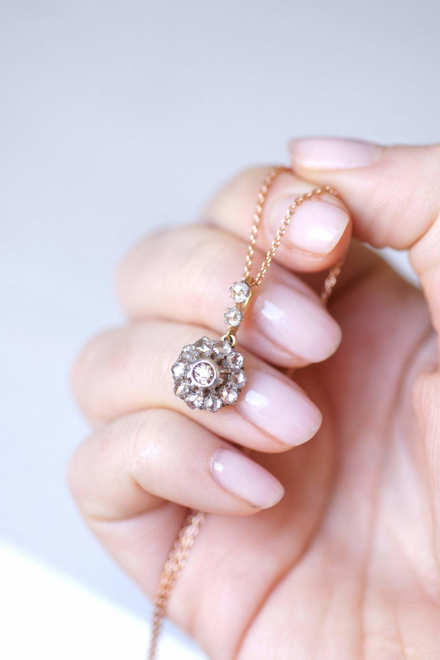 Victorian gold and diamonds daisy necklace - Galerie Pénélope