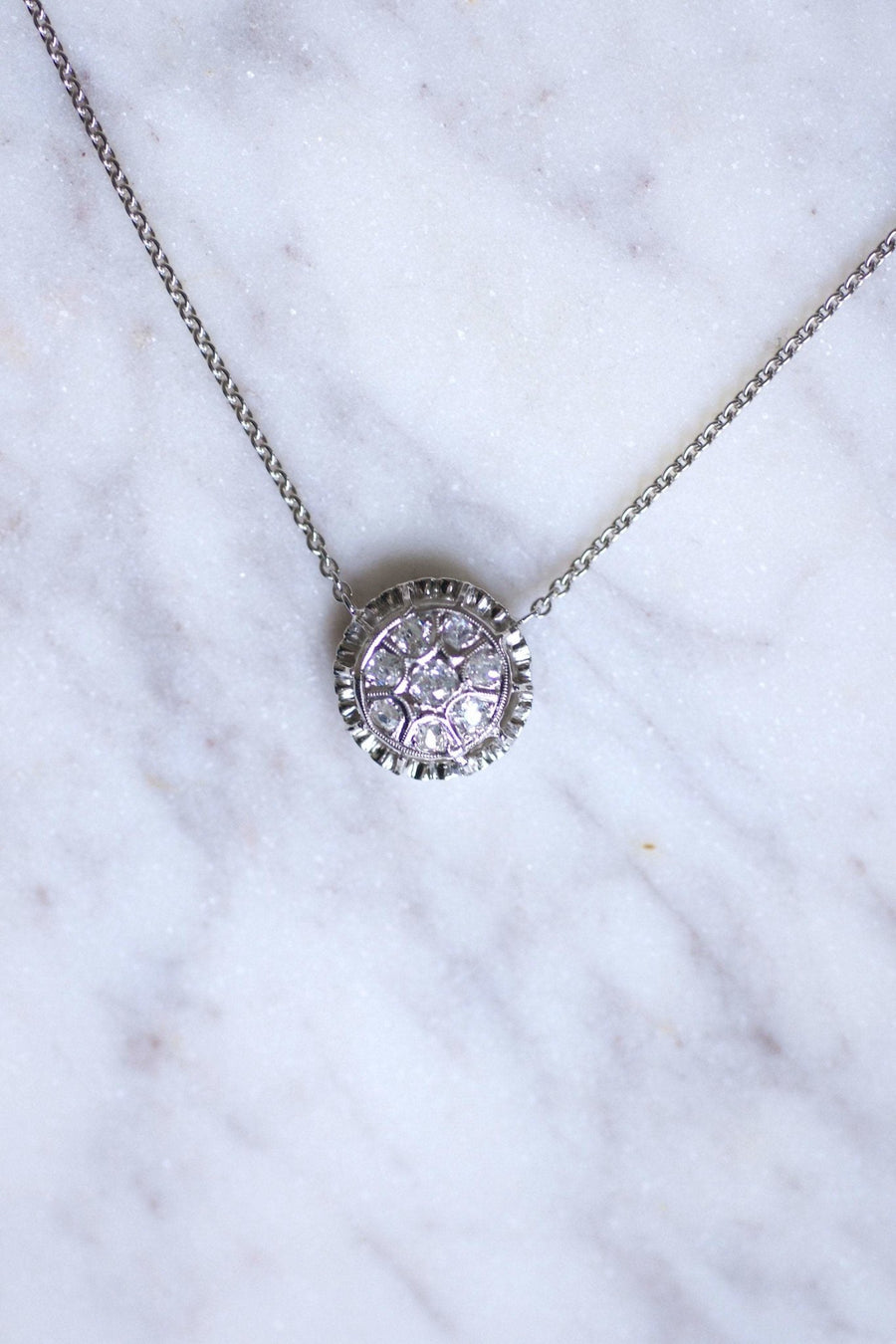 Vintage white gold and diamonds pendant necklace - Galerie Pénélope