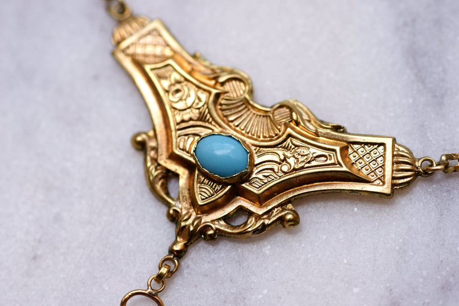 Antique gold and turquoise regional necklace - Galerie Pénélope