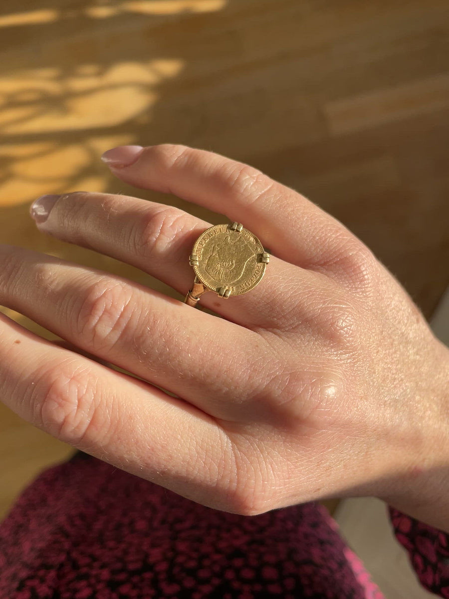 Gold ring Napoleon 5 Francs coin