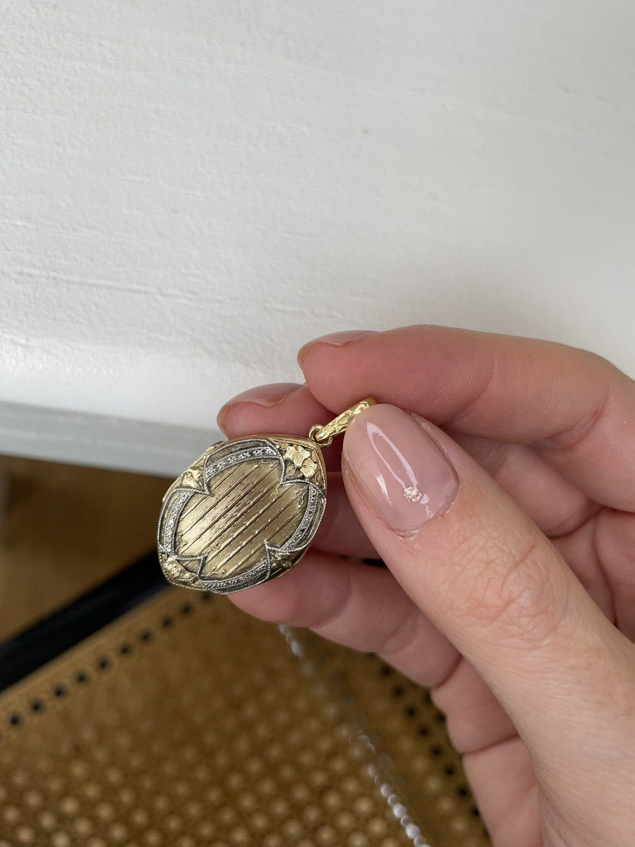 Art Nouveau gold and diamond medallion