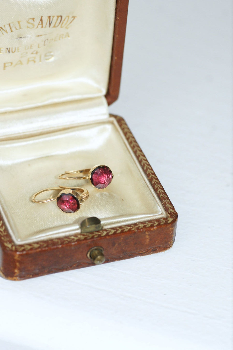 Antique gold and garnet sleepers - Penelope Gallery
