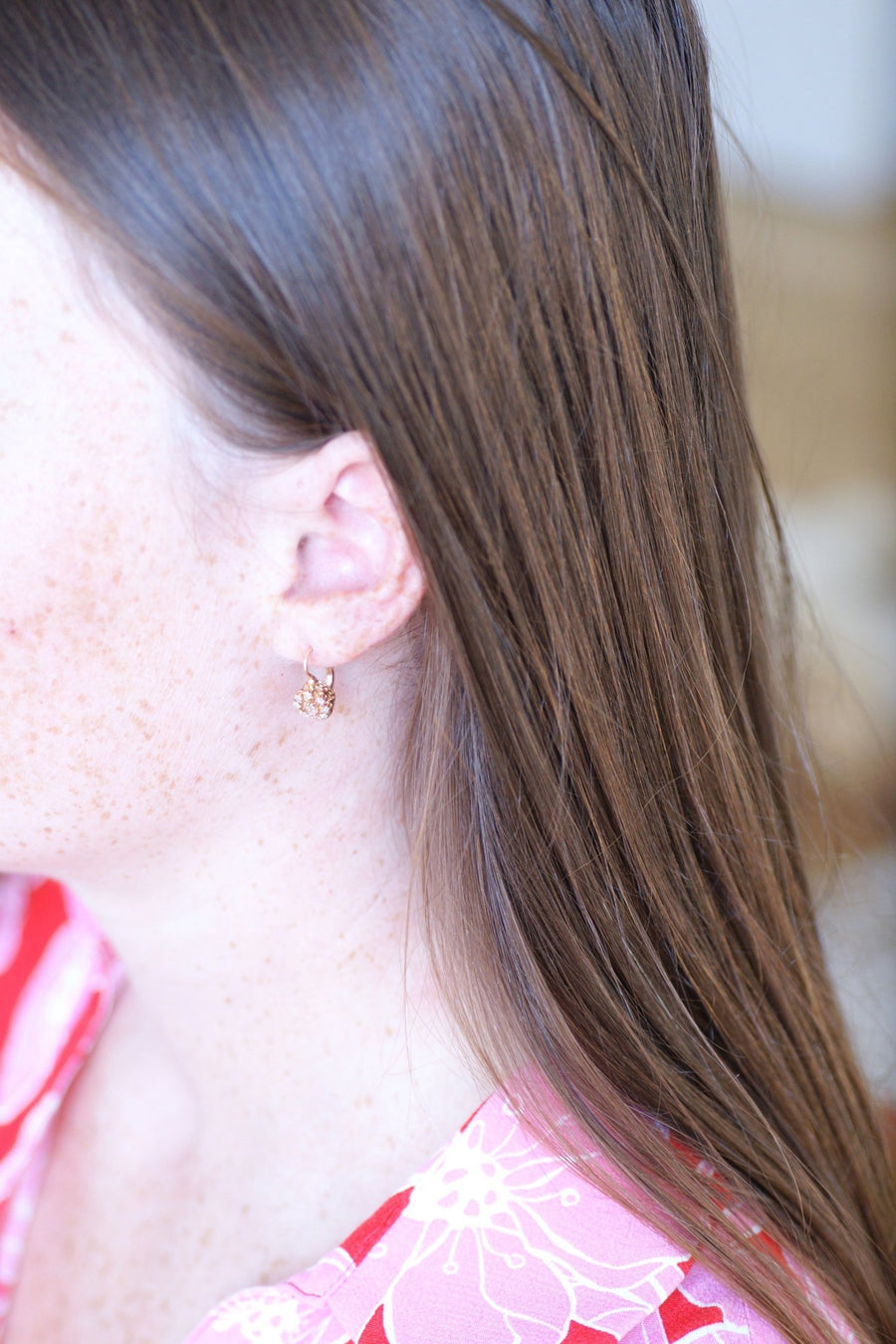 Antique pink gold diamond sleepers - Penelope Gallery
