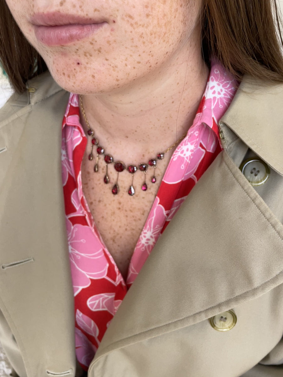 Garnet drapery necklace
