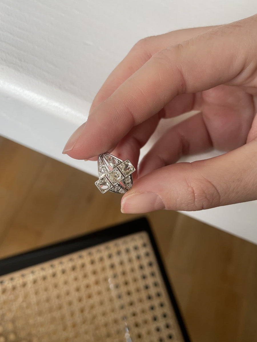 Gold, platinum and diamond Art Deco ring