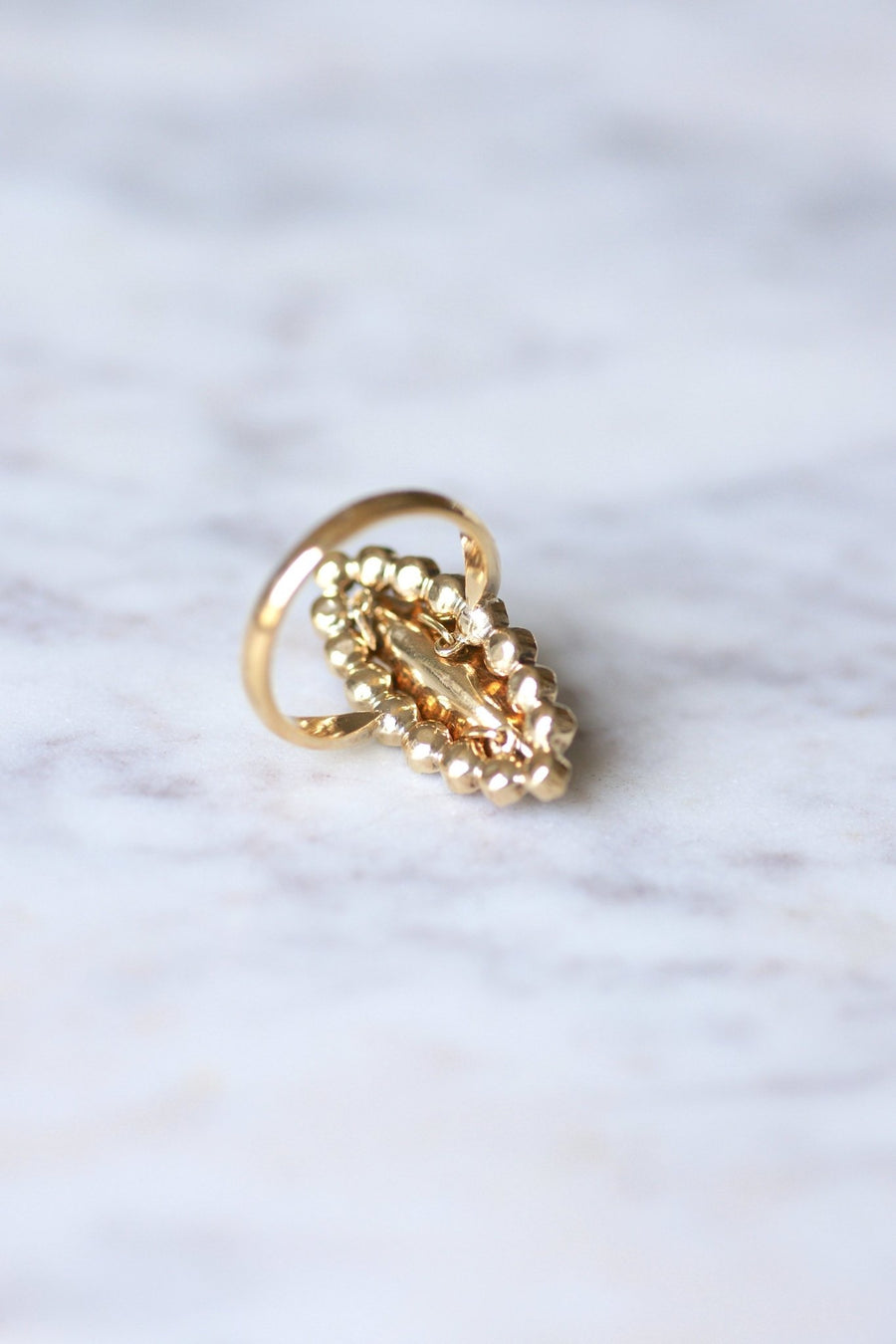 Large antique marquise ring in gold and garnets from Perpignan - Galerie Pénélope
