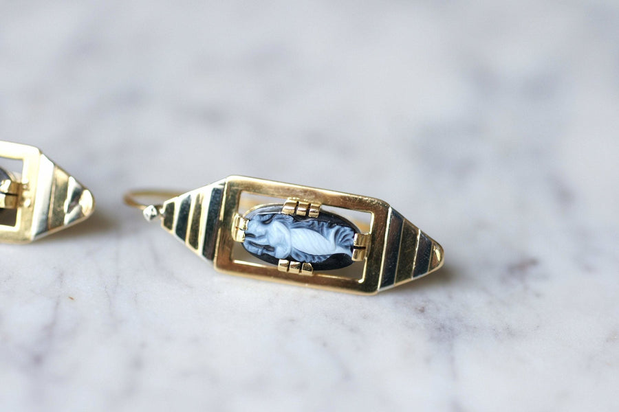 Large cameo Art Deco earrings - Galerie Pénélope
