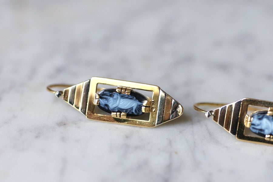 Large cameo Art Deco earrings - Galerie Pénélope