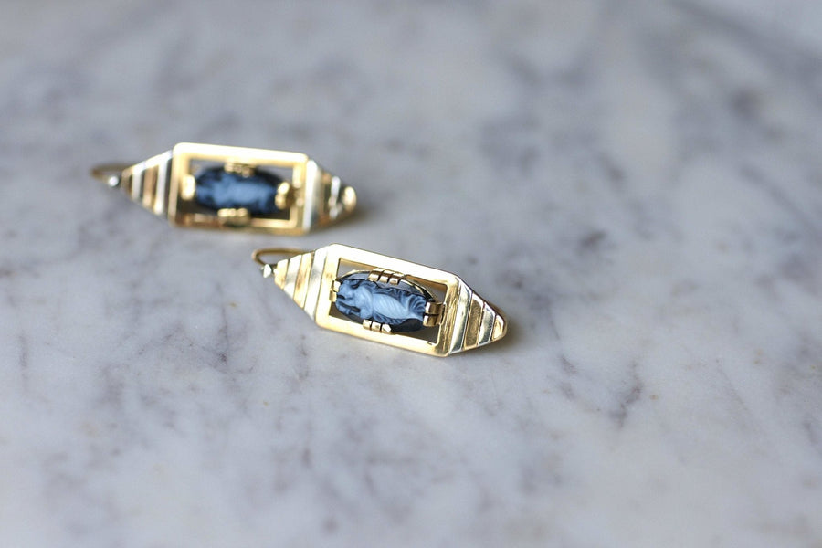 Large cameo Art Deco earrings - Galerie Pénélope