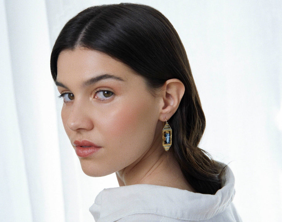 Large cameo Art Deco earrings - Galerie Pénélope