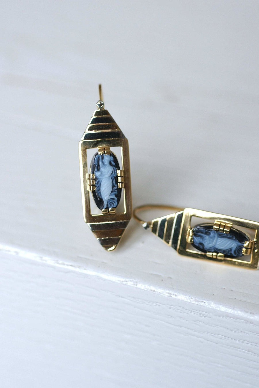 Large cameo Art Deco earrings - Galerie Pénélope
