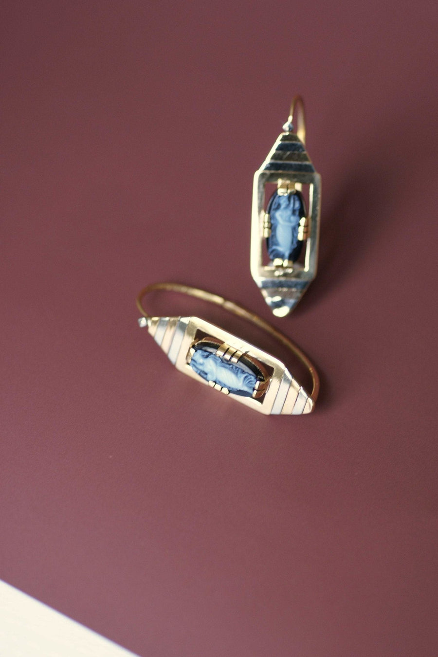 Large cameo Art Deco earrings - Galerie Pénélope