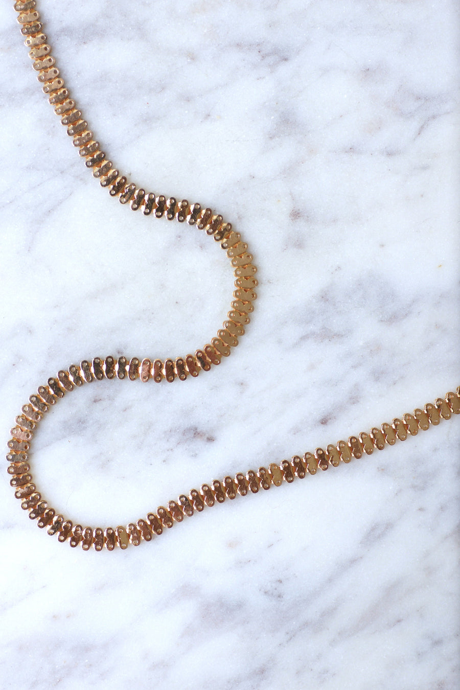 Vintage necklace chain in pink gold, fancy stitch