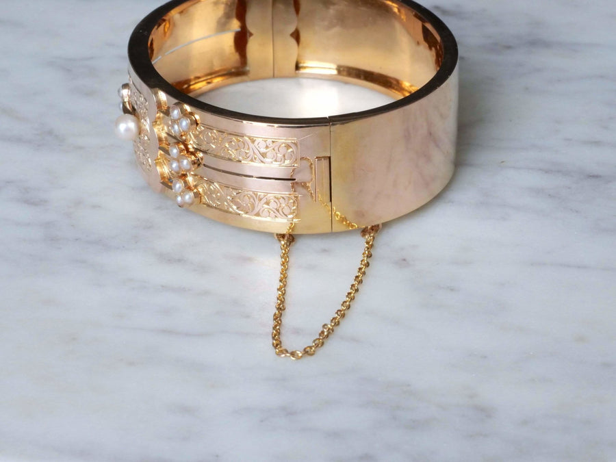 Pink gold and pearl cufflink - Galerie Pénélope